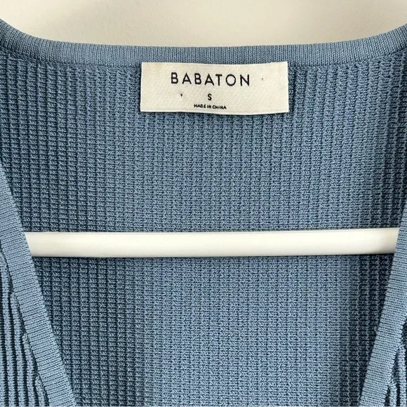 Babaton Blue Ribbed Crop Top - Picture 2 of 6